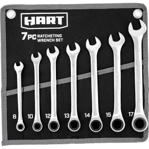 HART 7-Piece MM Ratcheting Wrench Set with Tool Pouch